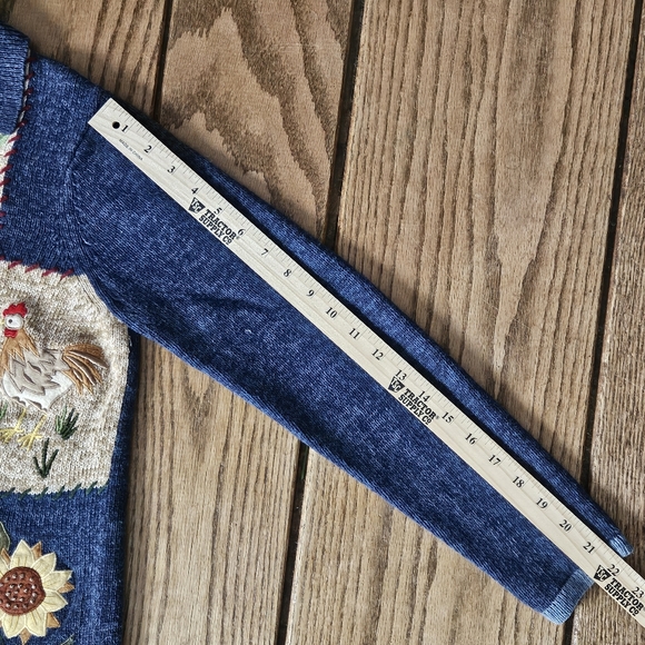 Tiara Vintage Embroidered Fall Patchwork Full Zip Sweater Sz: medium - Picture 15 of 15